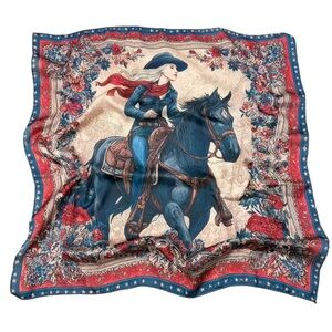 Western Cowgirl Horse Scarf Bandana - Vintage Style Floral Border
